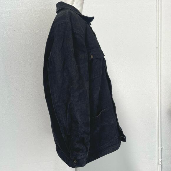 Vintage Ben Davis Mens Black Cotton Denim Warm Lined Work Chore Jacket Size L - Picture 2 of 16